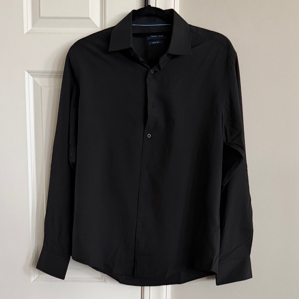 Nautica Black Men's Long-Sleeve Dress Shirt